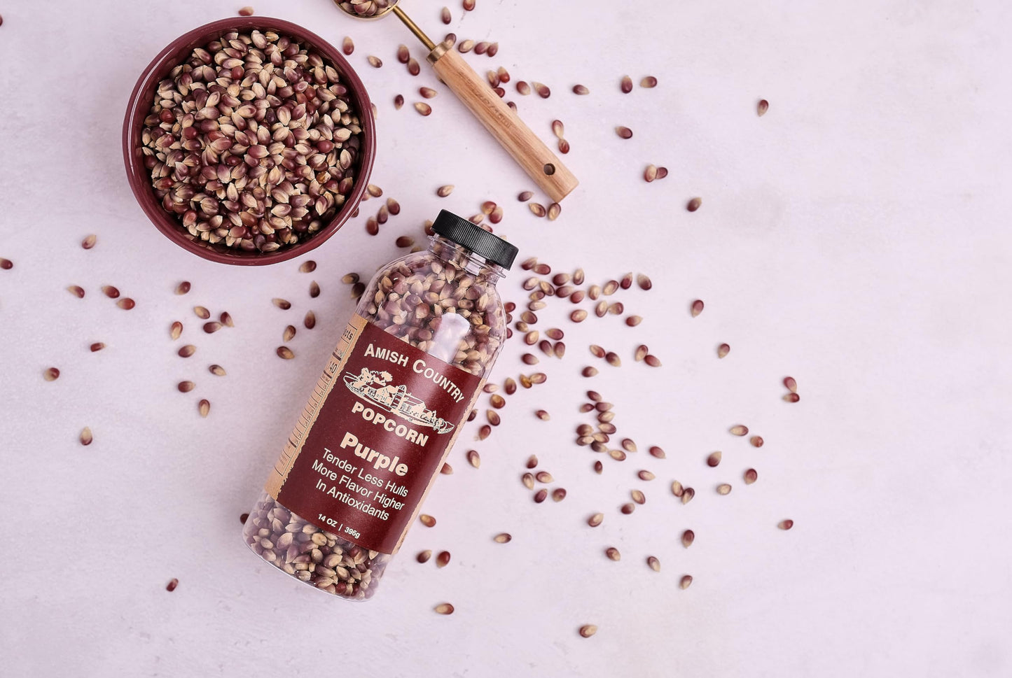 Amish Country Popcorn | 14 Oz Bottle | Purple Popcorn Kernels | Old Fashioned, Non-Gmo And Gluten Free (14 Oz Bottle)