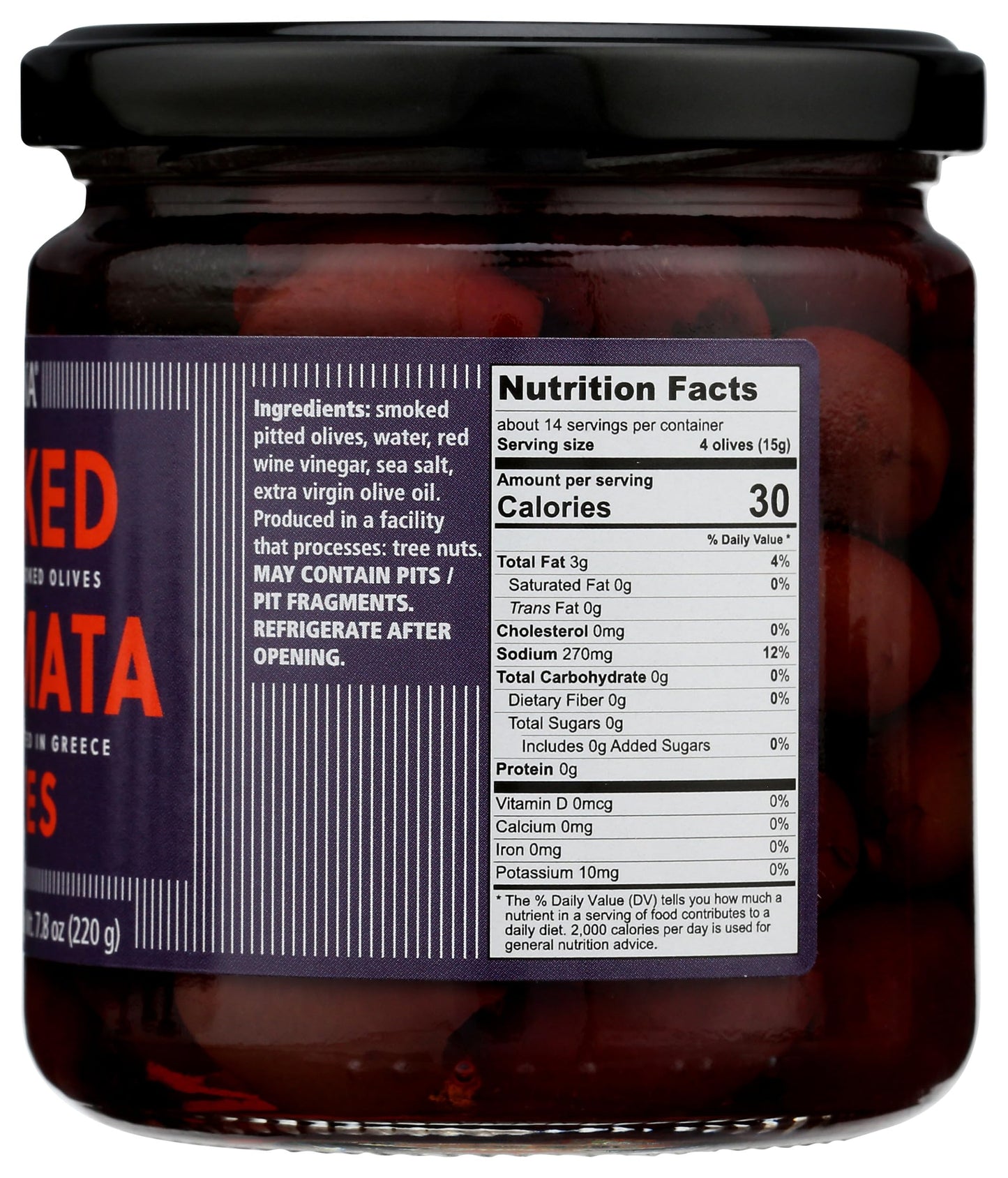 Divina Smoked Kalamata Olives, 13.4 Ounce, Pitted, Mediterranean Flavor