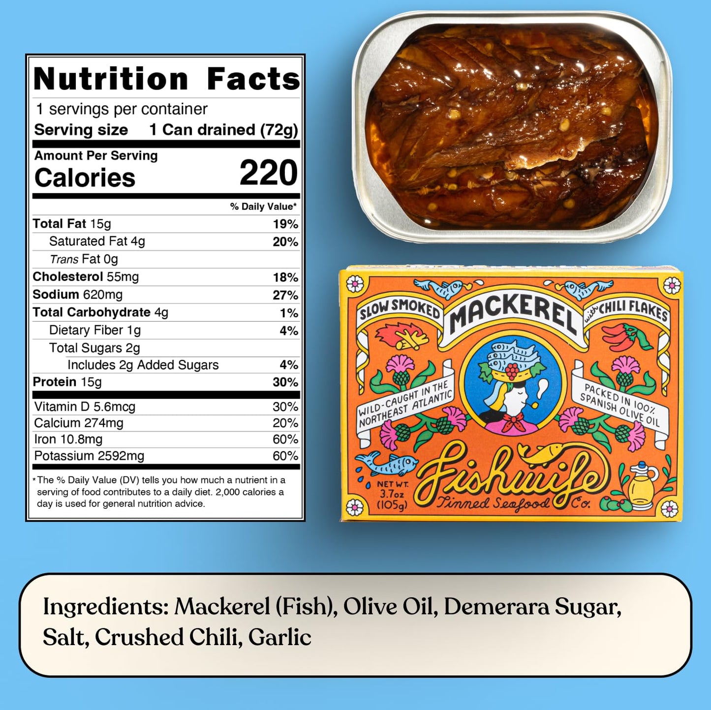 Fishwife Smoky Trio 3-Pack - Smoked Rainbow Trout, Salmon & Mackerel | Gluten Free, High Protein, Omega-3s | 10.9 Ounce