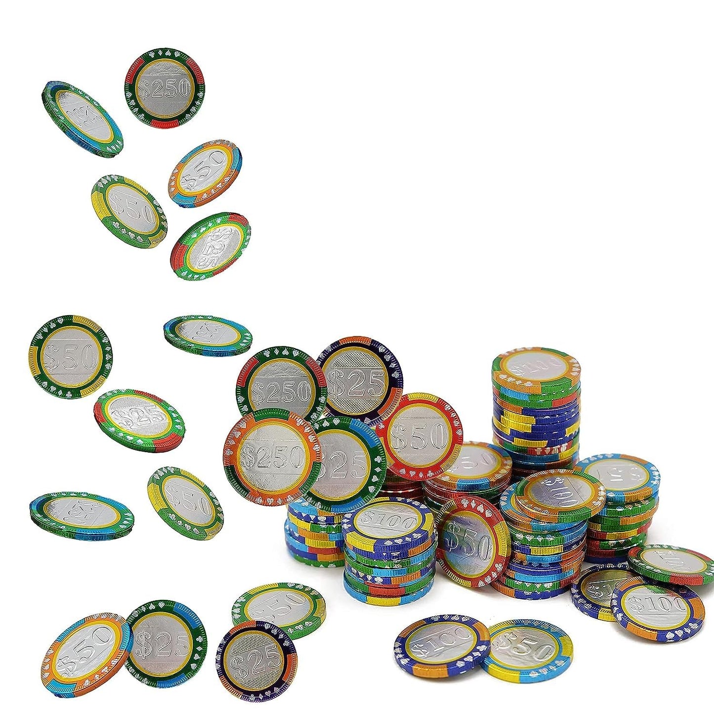 Fruidles  card-style  card-style Chips, Belgian Milk Chocolate Coins, Kosher, Non-GMO, 1000-Pack, Multi-Color