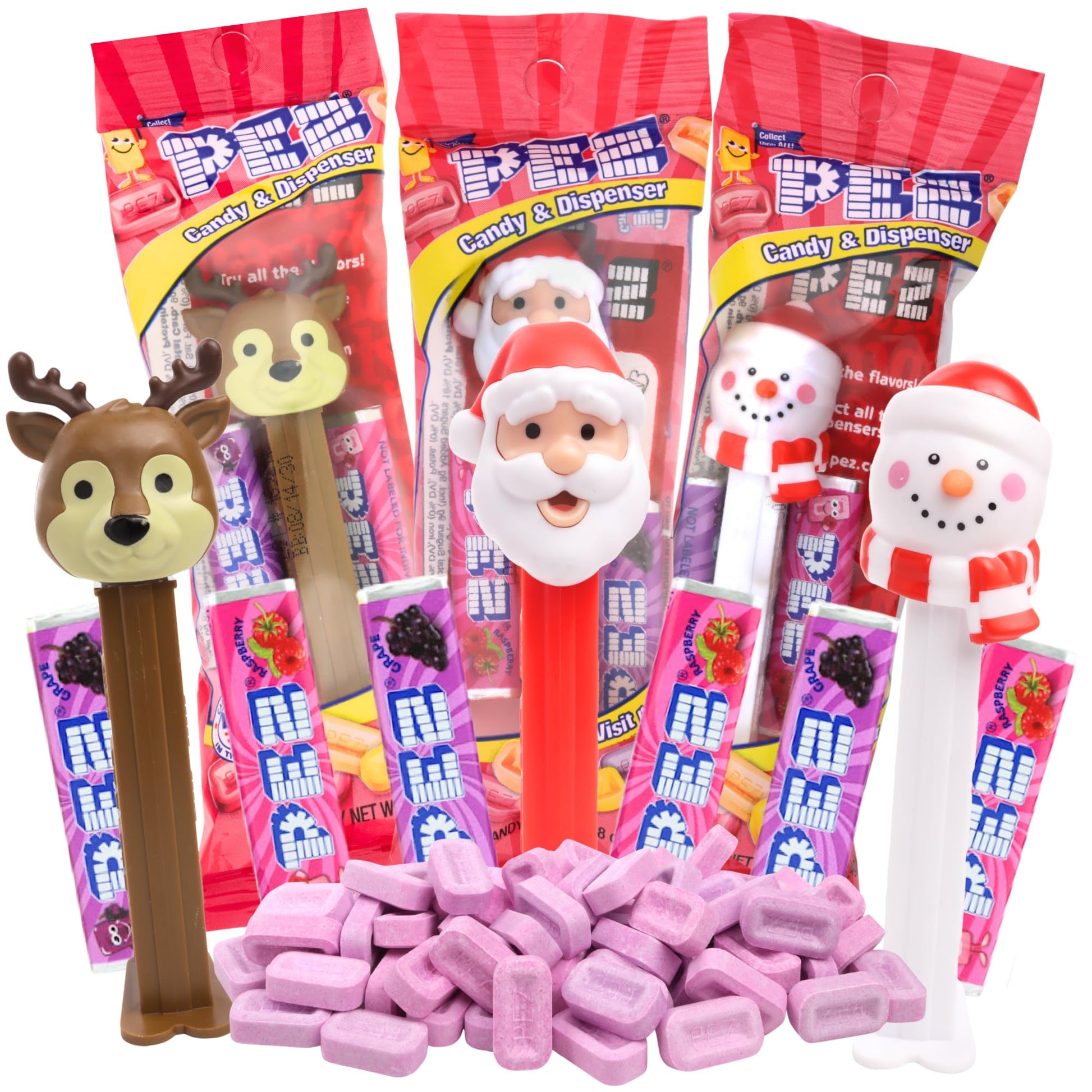 Pez Christmas Candy Dispensers Gift Set  Holiday Characters And Assorted Hard Candies Refill Rolls  Stocking Stuffer Pack Of 3  Style May Vary