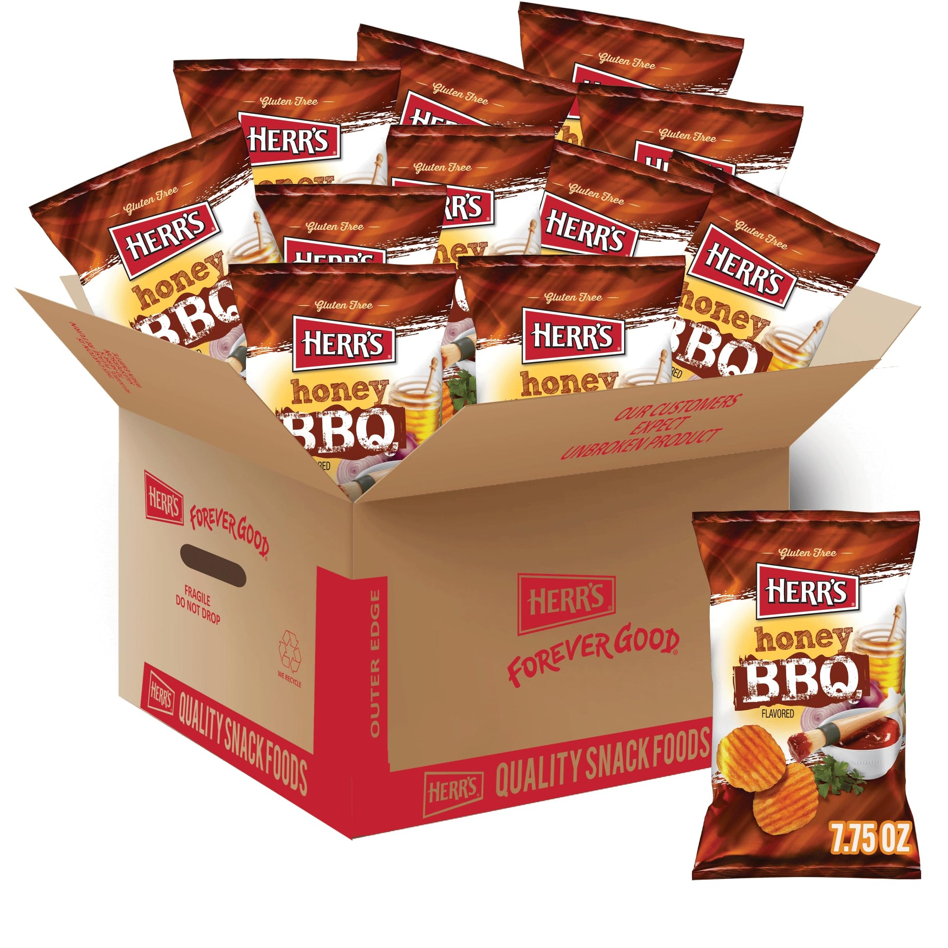 Herr'S Honey Bbq Potato Chips, 7.75 Ounce (Pack Of 12 Bags)