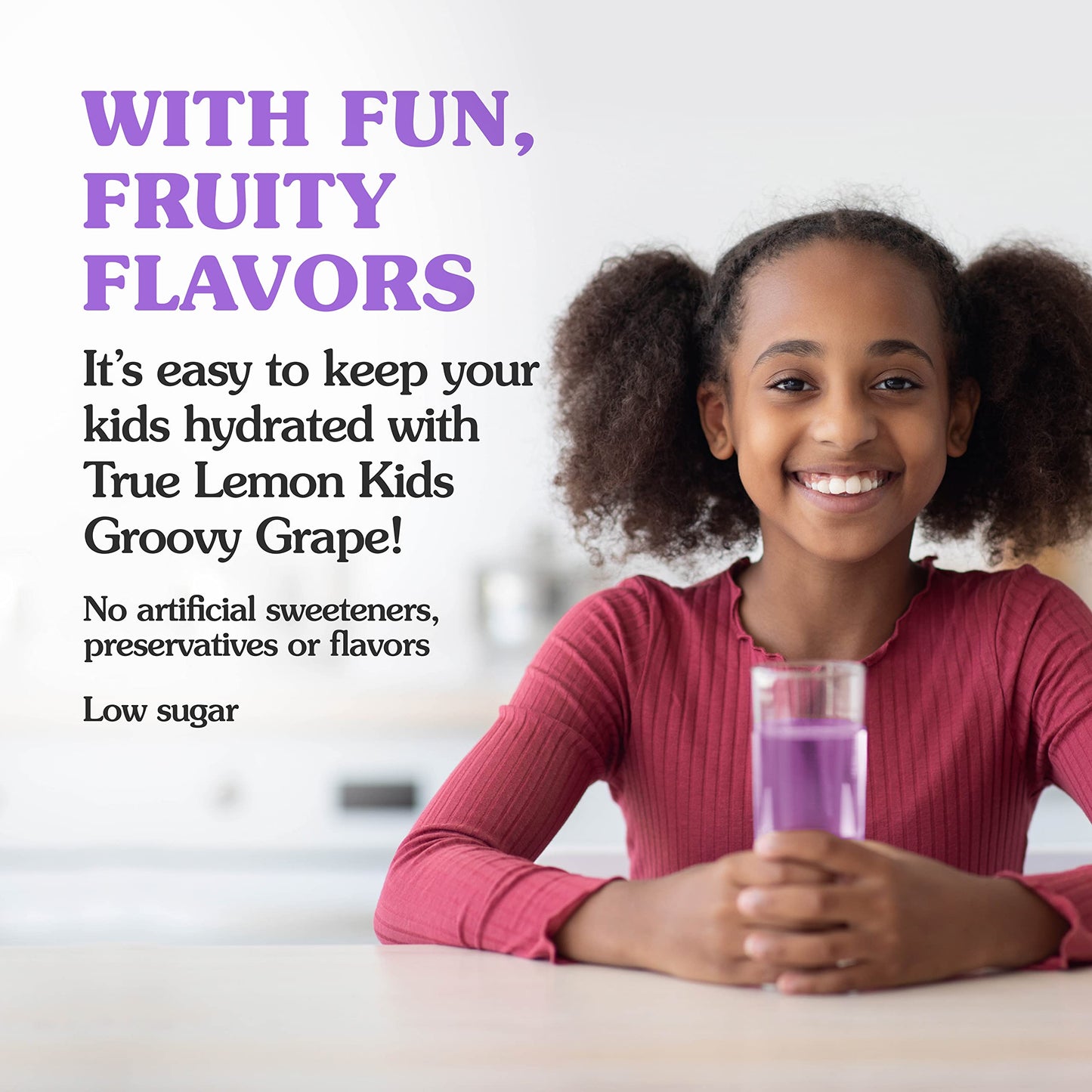 True Lemon Kids Groovy Grape (10 Packets) - Hydration For Kids - No Preservatives, No Artificial Flavors, No Artificial Sweeteners - Low Sugar Water Flavoring - Drink Mix For Kids - Kids Juice Powdered Drink Mix