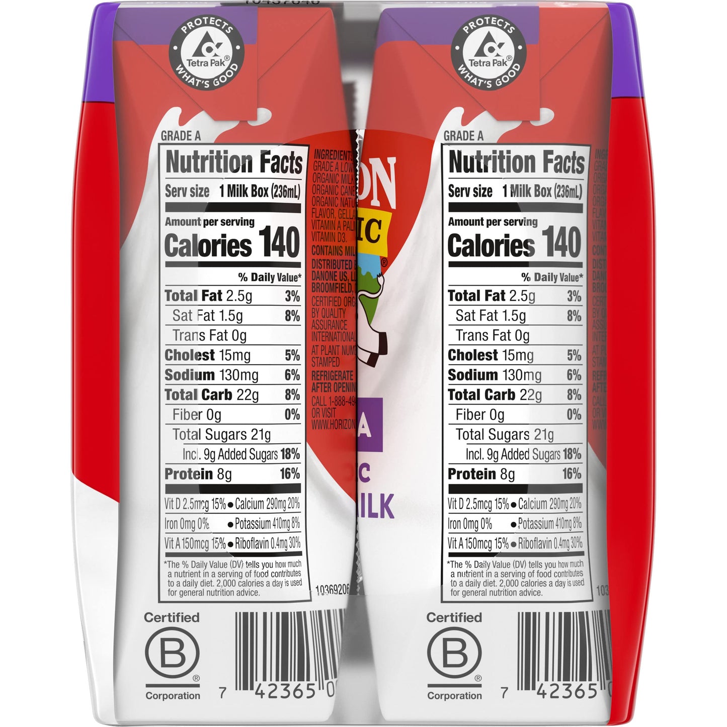 Horizon Organic Shelf-Stable 1% Lowfat Milk Boxes, Vanilla, 8 Fl Oz, 6 Pack