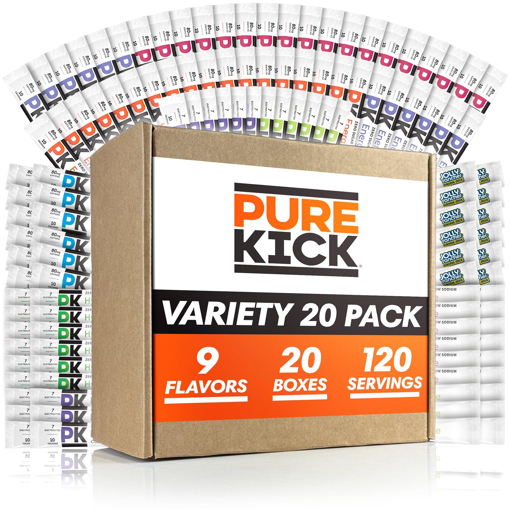 Pure Kick Ultimate Variety Pack - 9 Flavors of Energy Drink Packets - Pure Kick Hydrate and Energy Drink Powder - Water Flavorin