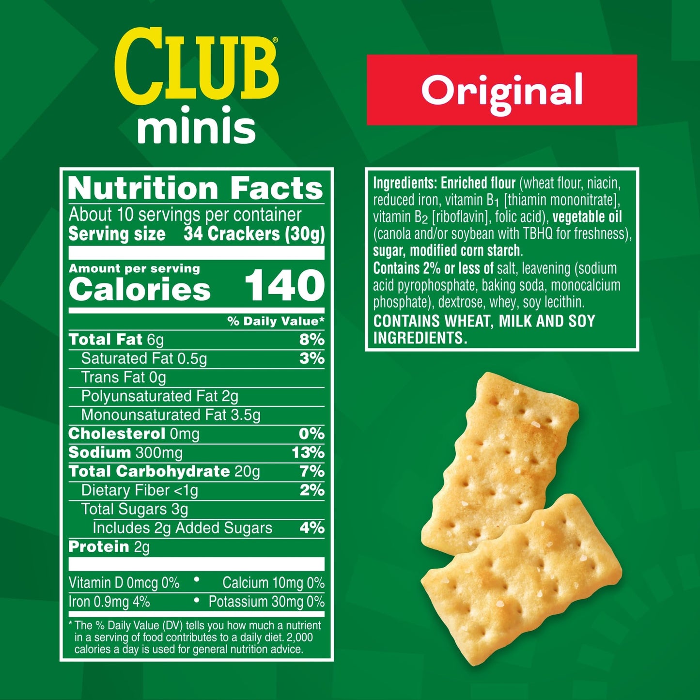 Club Minis Crackers, Lunch Snack, Original, 11oz Box (Pack of 2)