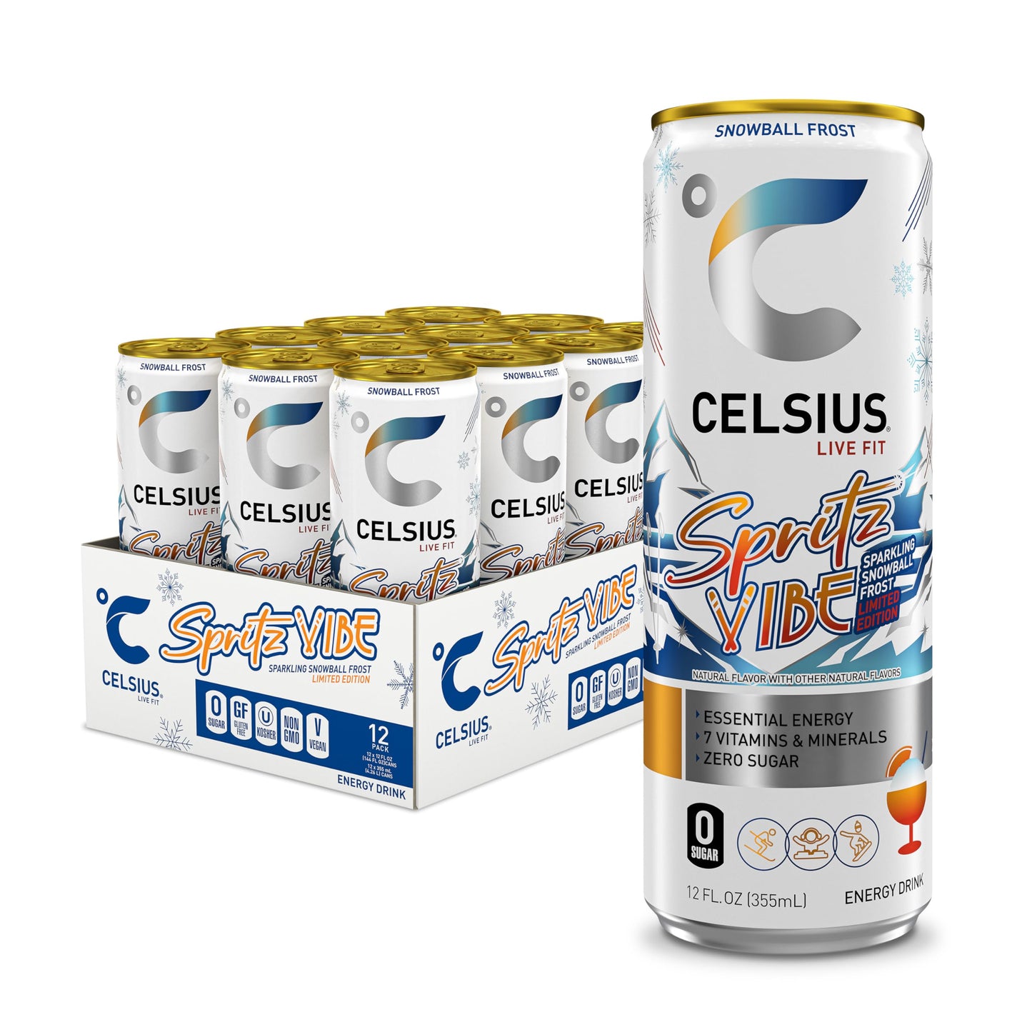 CELSIUS Sparkling Spritz Vibe Limited Edition  Sugar Free Energy Drink  12 Fl Oz (Pack of 12)