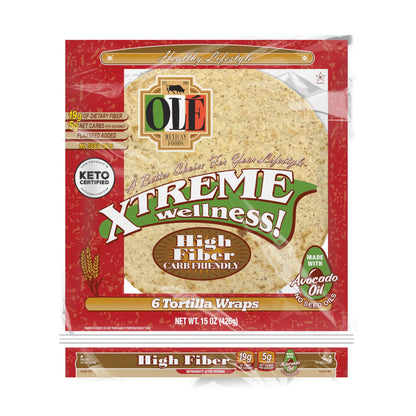 Ol   Xtreme Wellness High Fiber | 10  Size Flour Tortillas |Carb Friendly |Keto Certified | 15 oz.| 6 Count (Pack of 4)