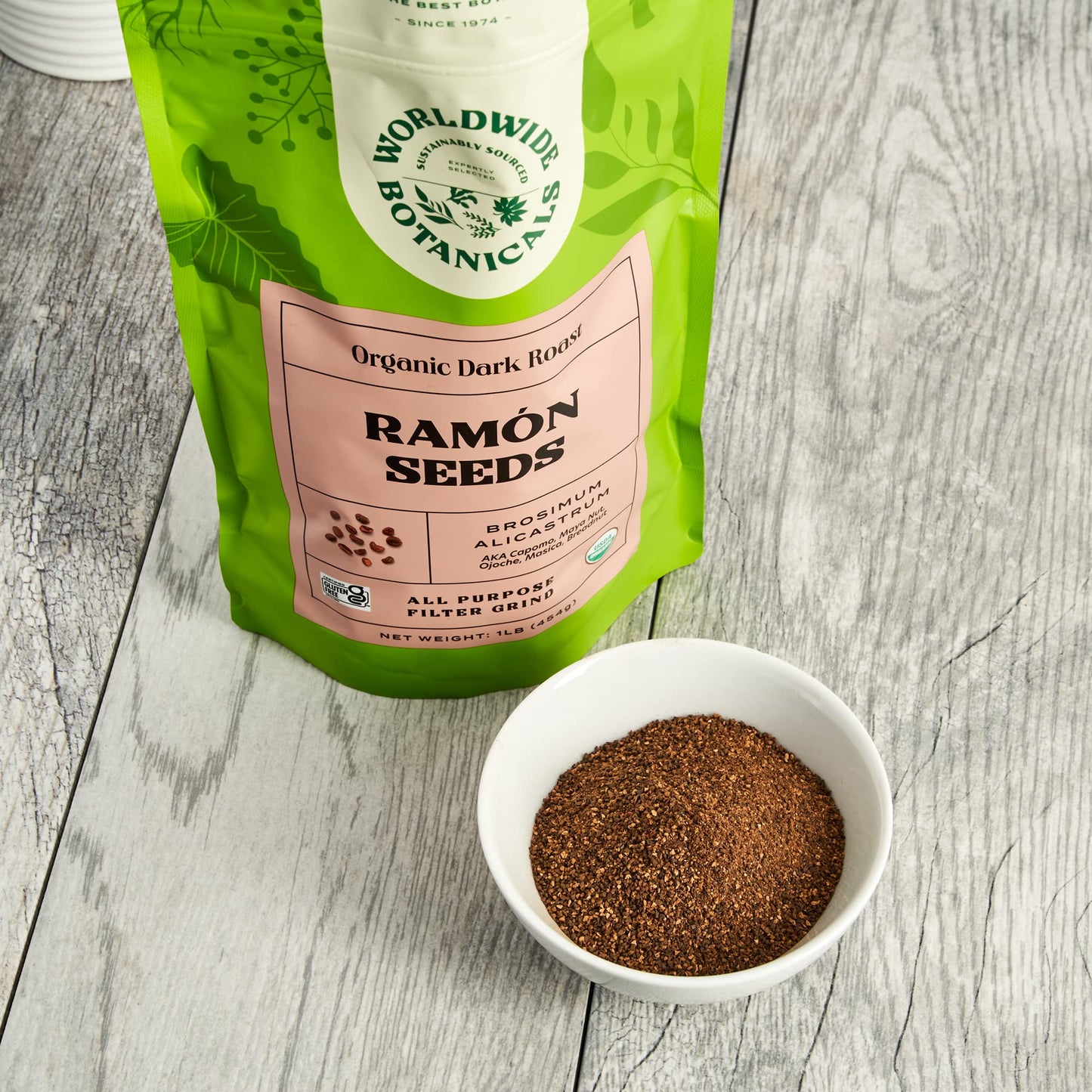 Worldwide Botanicals Organic Ramón Seeds, Dark Roast Coffee Alternative, Gluten-Free, 16 Ounce