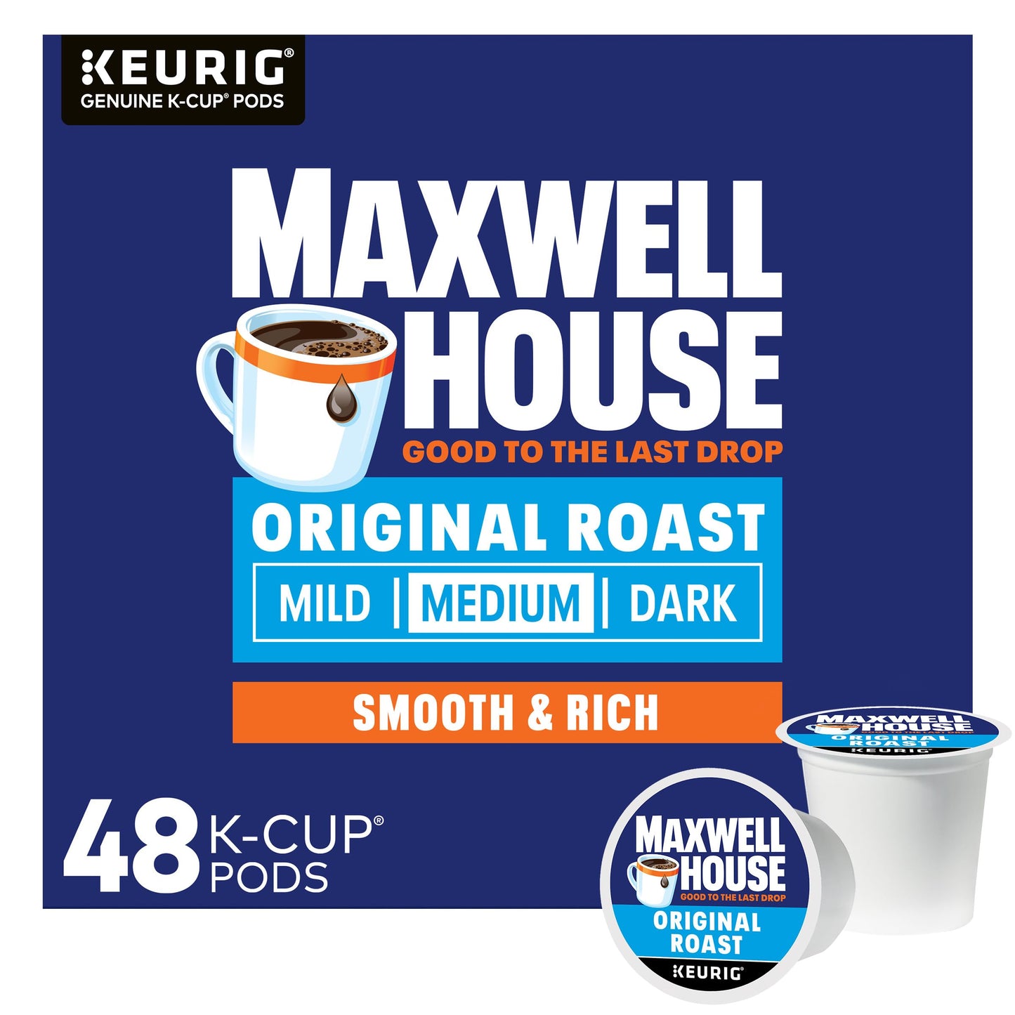 Maxwell House Original Roast Medium Roast K-Cup Coffee Pods, 48 Ct. Box