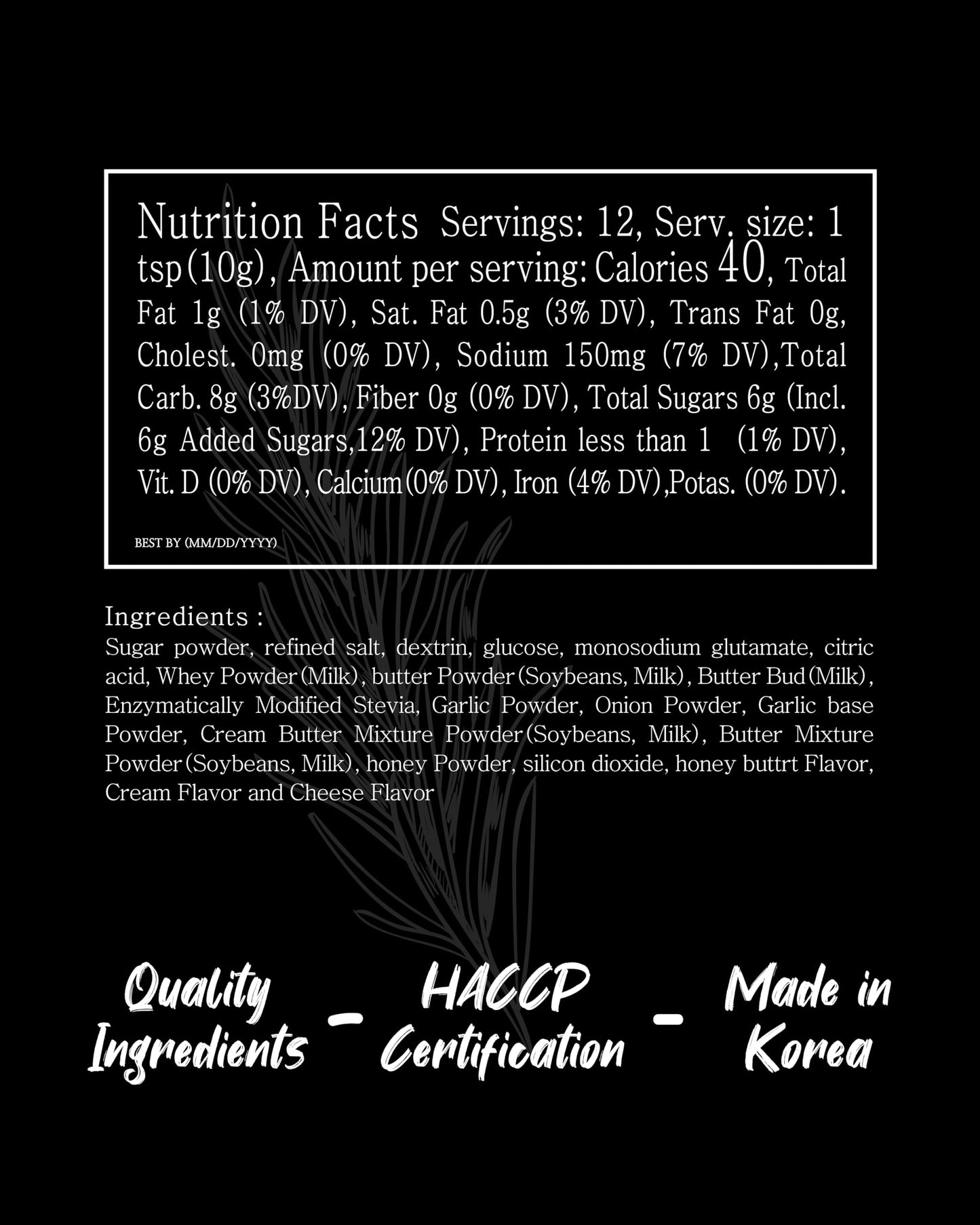 Funtable Honey Butter Seasoning (4.2 oz, 120g) - Honey & Creamy Butter Flavor Powder, Easy to Use. Perfect Seasoning for Chicken