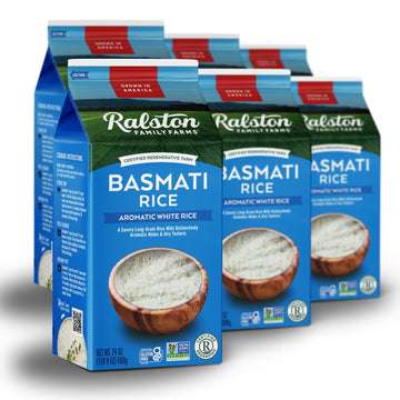 Ralston Family Farms Basmati Rice, 24 oz Carton: 6 Pack, American Grown, Non-GMO, Naturally Gluten Free