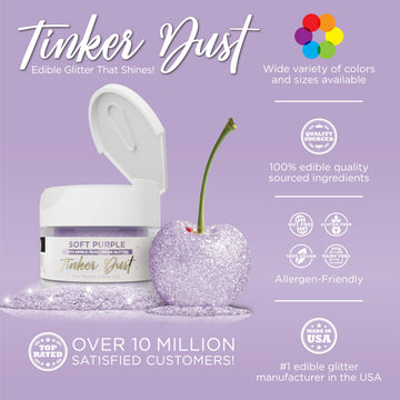 Bakell - Soft Purple Tinker Dust (5G, 1X Jar) Edible Glitter For Food, Desserts, And Beverages!