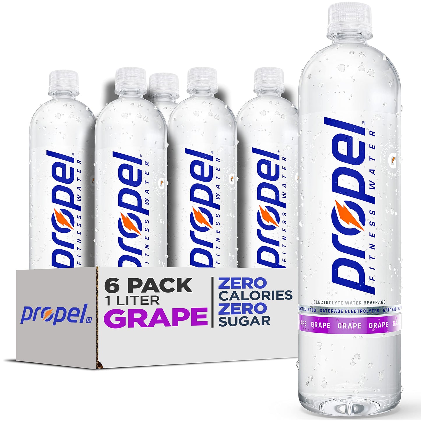 Propel Grape Flavored Water, 33.81 Fl Oz (Pack of 6), Clear