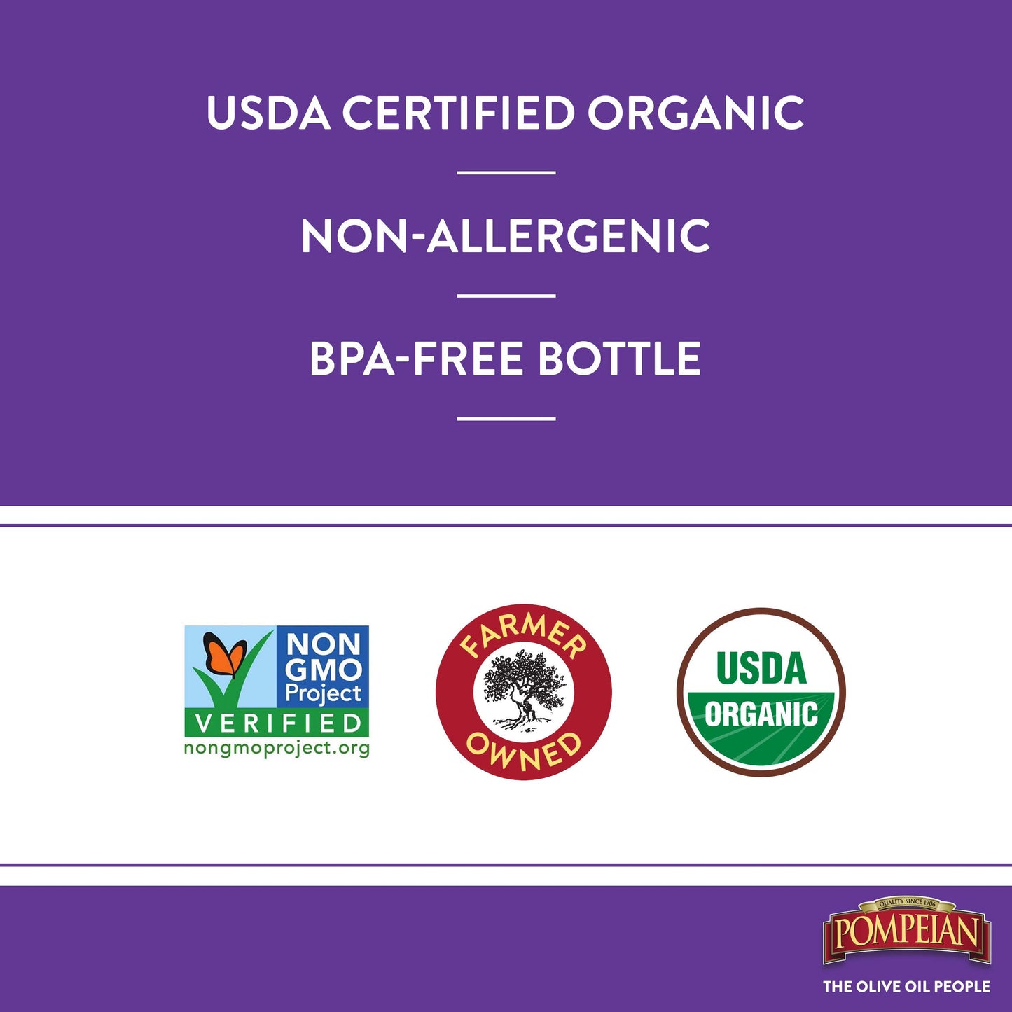 Pompeian Gourmet Organic White Wine Vinegar, Unfiltered, 16 FL OZ, Pack of 6