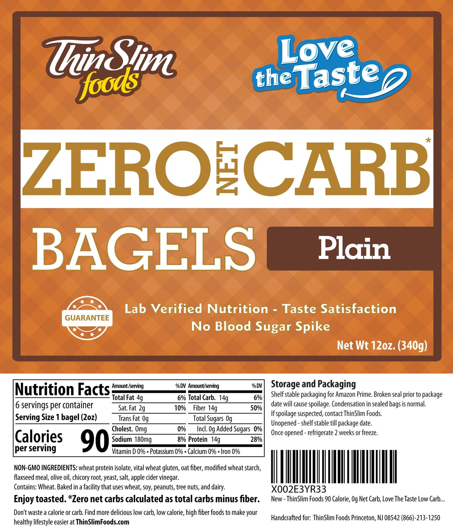 Thinslim Foods Keto Bagels | Keto Bread Alternative | Low Carb Plain, 2 Pack (6 Zero Net Carb Bagels Per Pack)