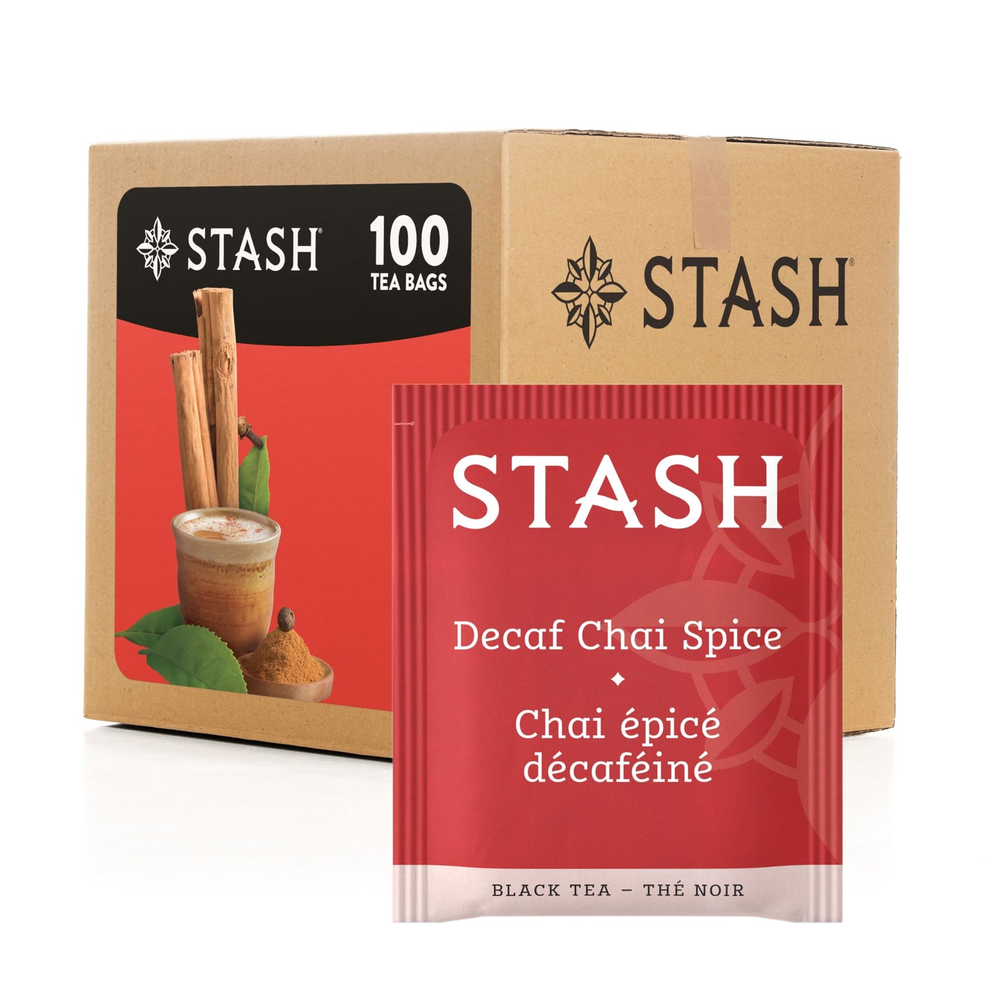 Stash Tea Decaf Chai Spice Black Tea  Box of 100 Tea Bags (Packaging May Vary)