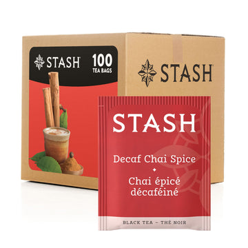 Stash Tea Decaf Chai Spice Black Tea  Box of 100 Tea Bags (Packaging May Vary)