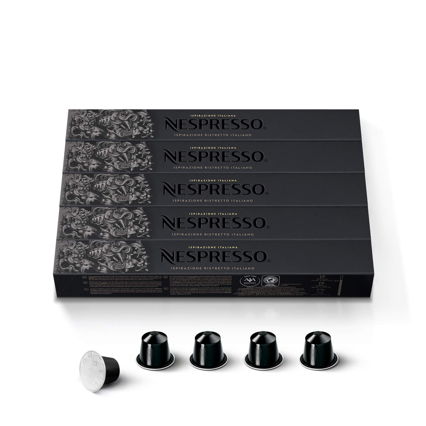 Nespresso Ristretto Intenso Dark Roast Coffee Pods, 50 Count, Original Line
