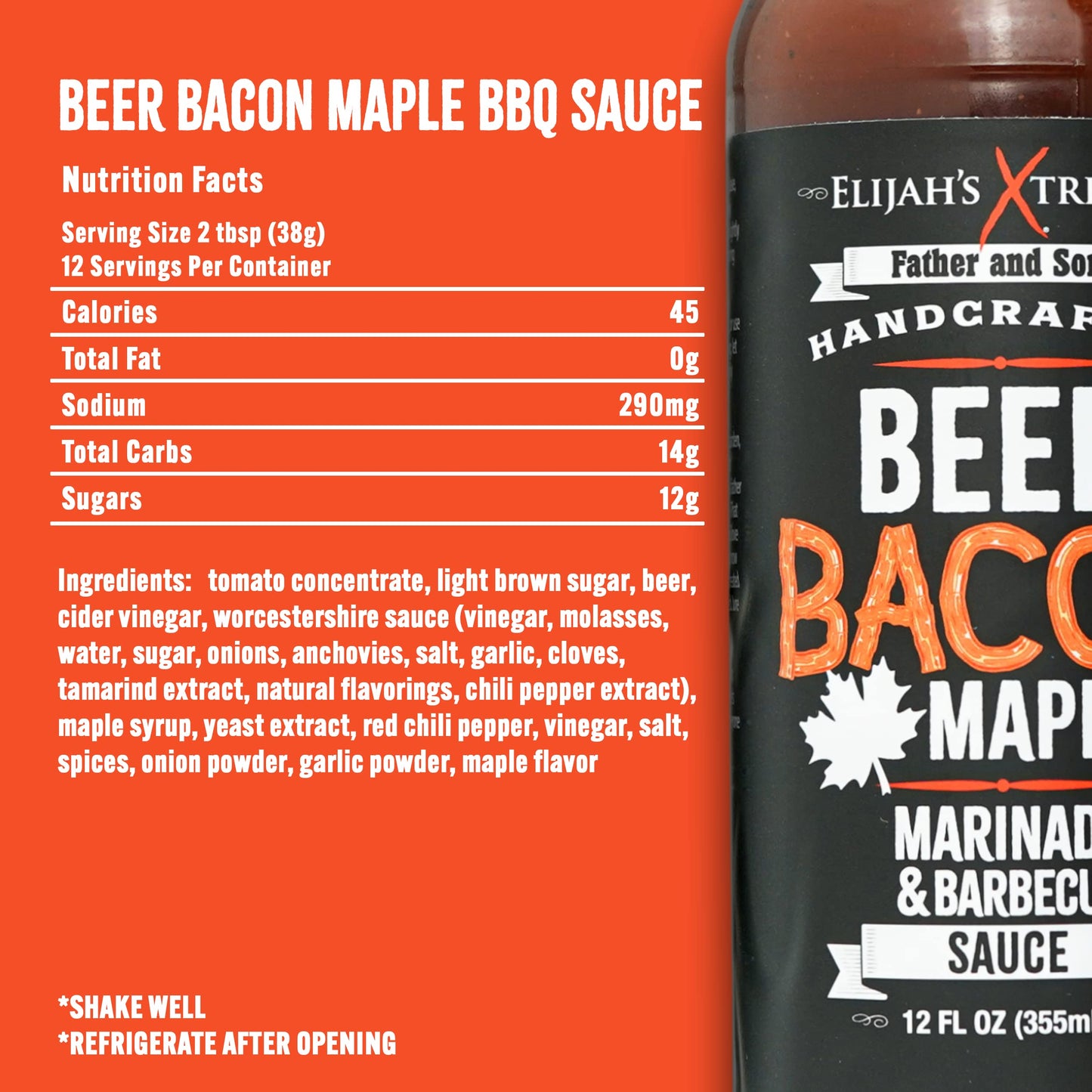 Elijahs Xtreme BBQ Sauce - malt-inspired Bacon Maple Marinade, Small Batch, 24.79 cm Height