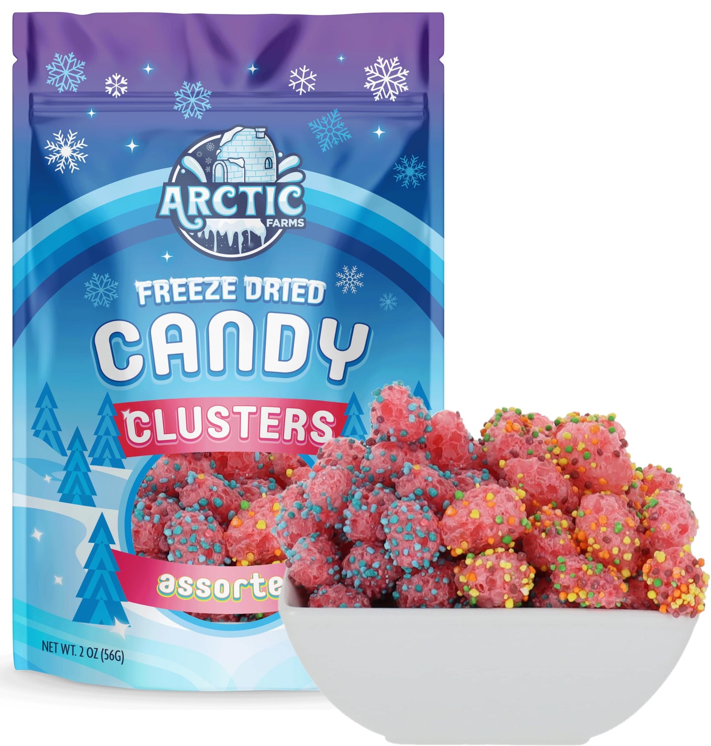 Arctic Farms Freeze Dried Candy Clusters Candies 2oz Bagged and Boxed (Assorted Flavors)