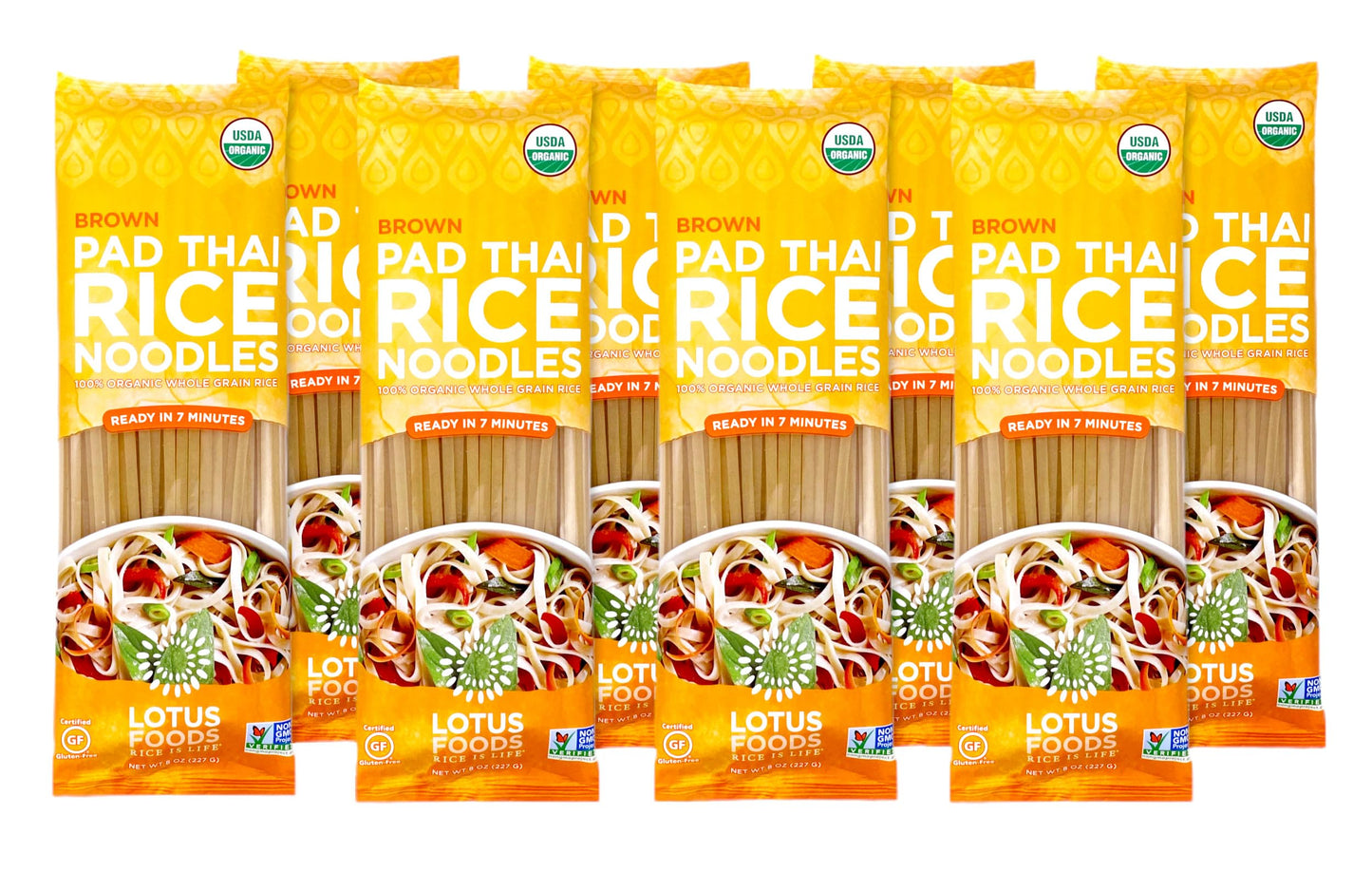Lotus Foods Organic Brown Rice Pad Thai Rice Noodles - Gluten Free Pad Thai, Heirloom Rice Noodles, Authentic Asian Noodles, Rice Noodles Thailand, Usda Organic, Non Gmo - 8 Oz (Pack Of 8)