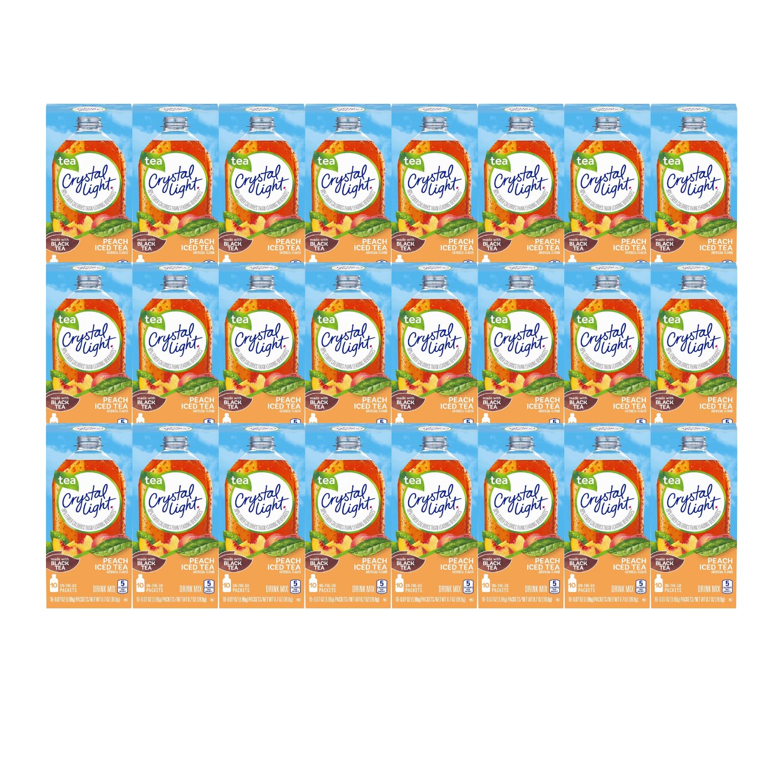 Crystal Light On The Go Peach Mango With Caffeine Drink Mix, 10-Packet Box (Pack of 24)