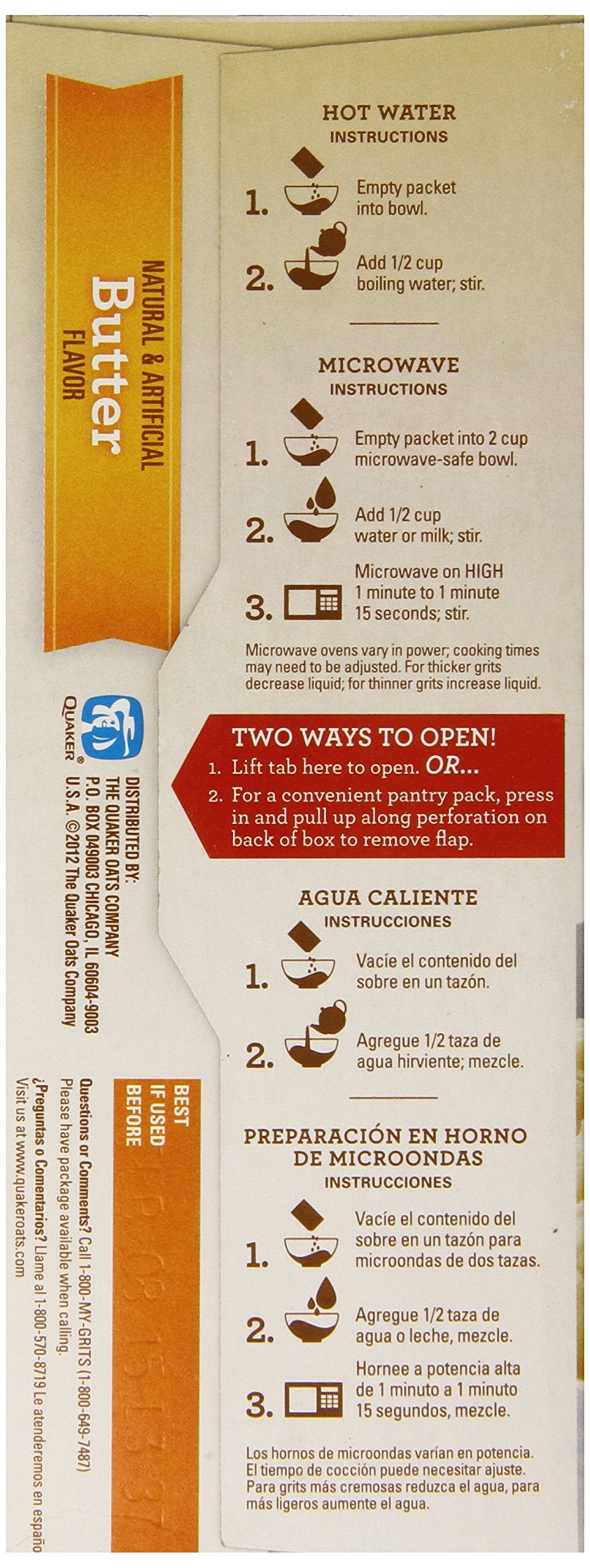 Quaker Instant Grits, Butter, 12 Ounce