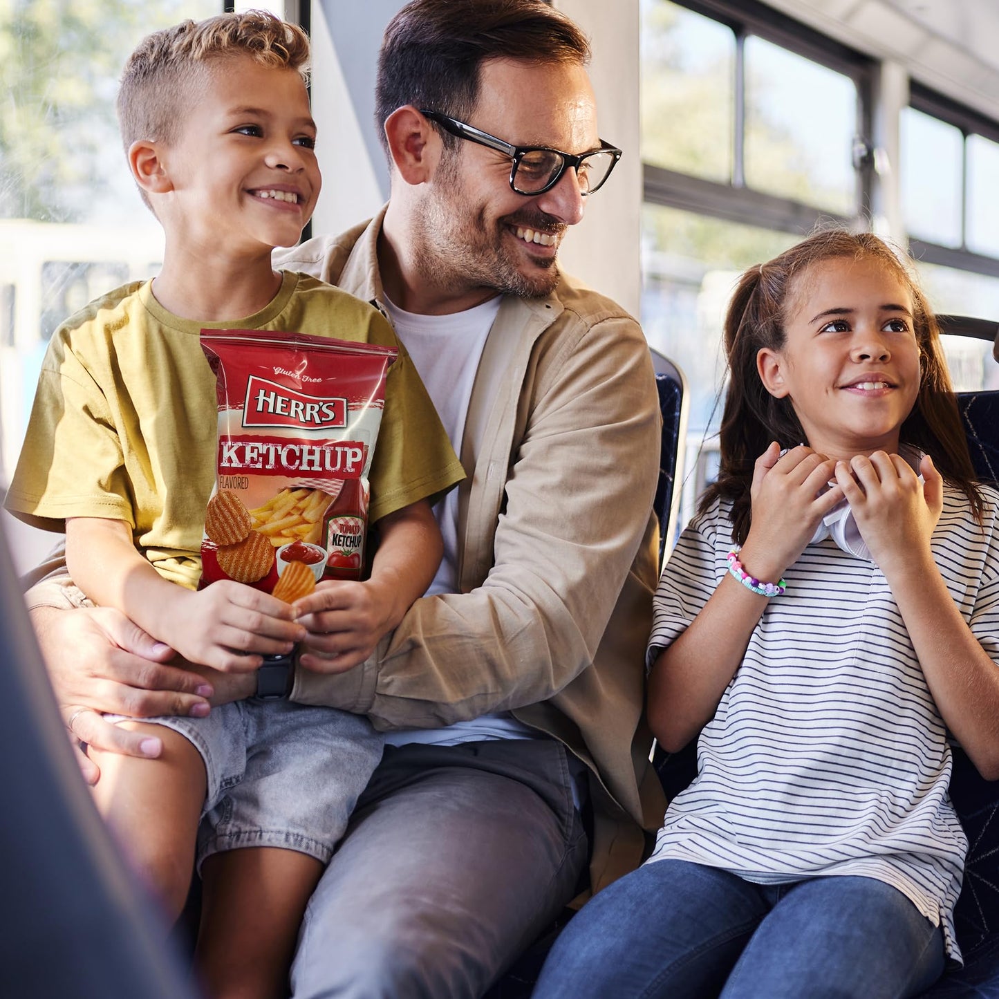 Herrs Ketchup Ripple Potato Chips Sample Pack (Pack of 12  1 Ounce Bags) - Bold and Tangy Ketchup-Flavored Chips - Fun for Snacking and Sharing