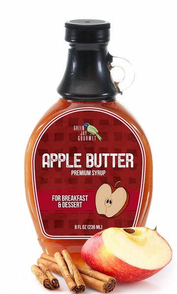Green Jay Gourmet Apple Butter Syrup - Premium Breakfast Syrup With Sweet Apples, Spices & Lemon Juice - All-Natural, Non-Gmo Pa