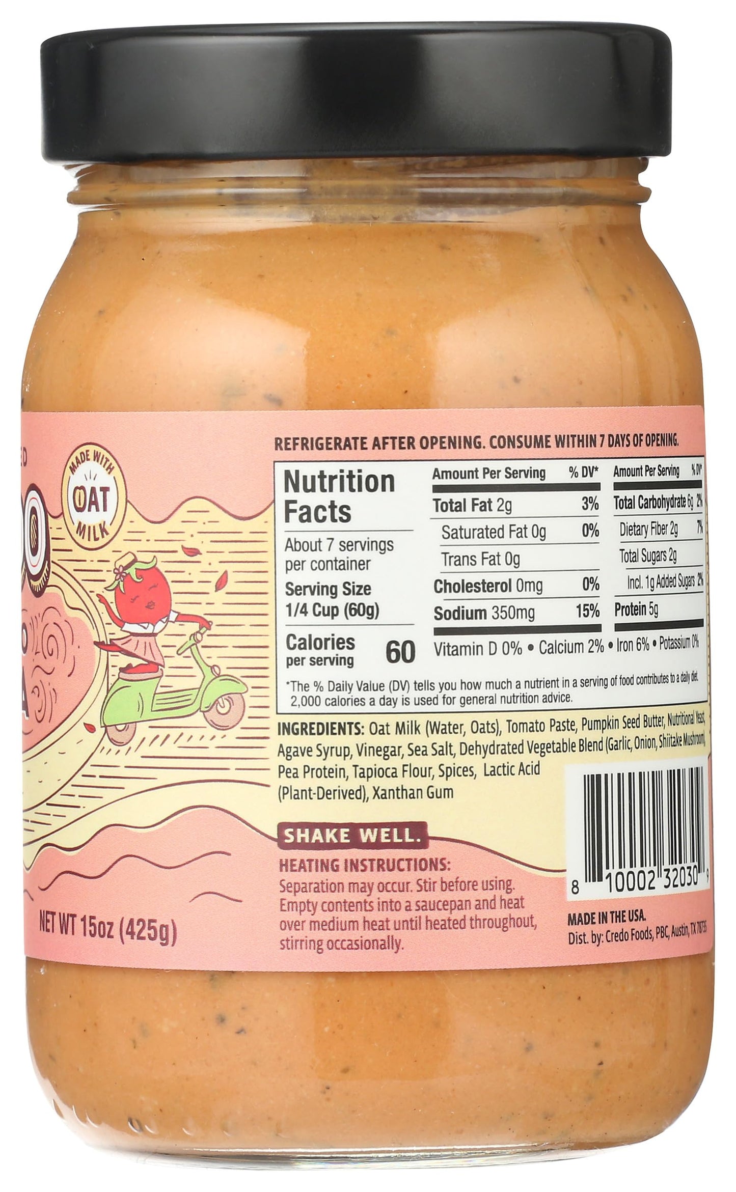 CREDO FOODS Plant Based Alfredo Rosa Sauce, 15 OZ