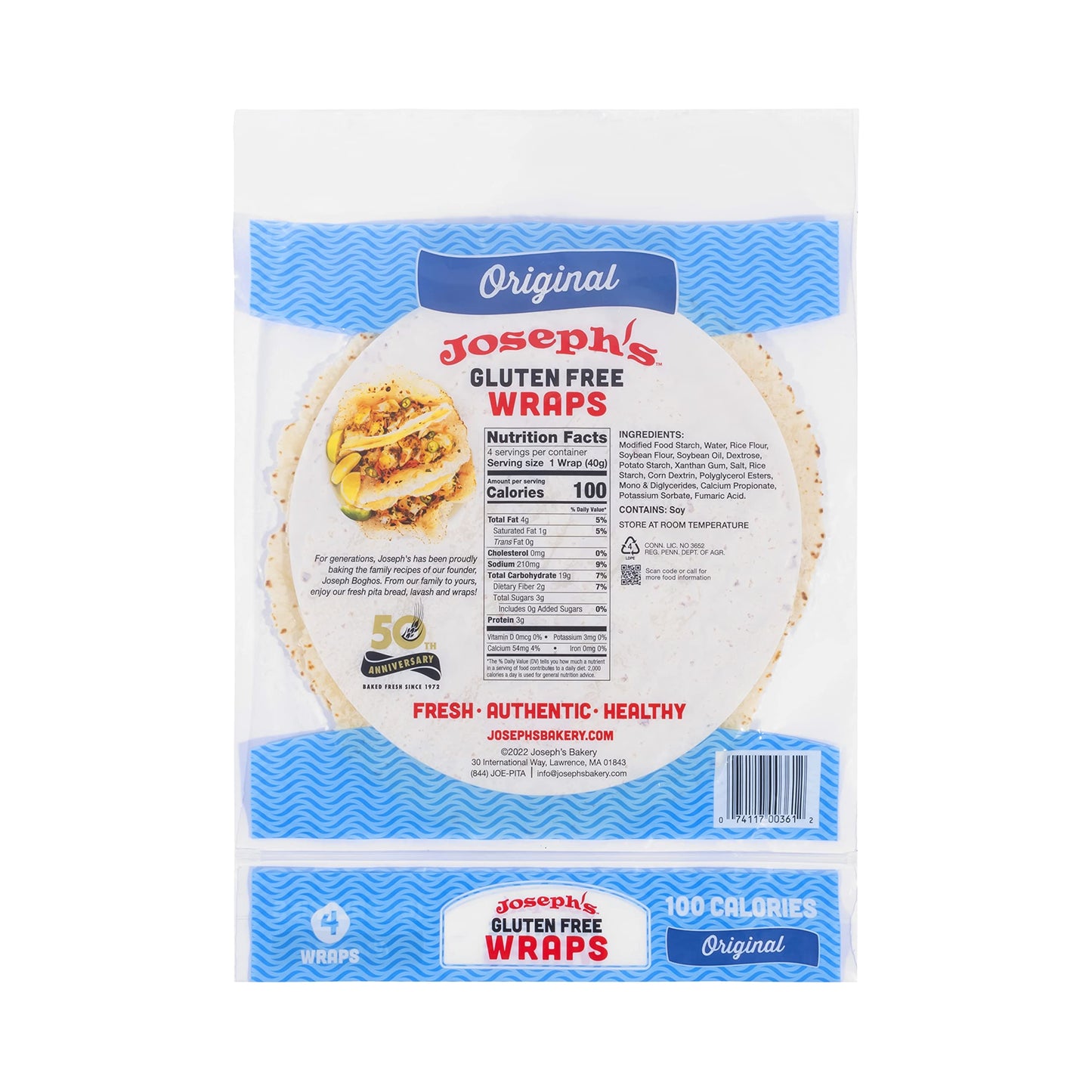 Joseph'S Gluten Free Original Tortilla Wrap Value 6-Bag, No Cholesterol, (4 Per Bag, 24 Wraps Total), Fresh Baked