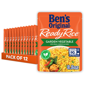 BEN S ORIGINAL Ready Rice Garden Vegetable Flavored Rice, Easy Dinner Side, 8.8 oz Pouch (Pack of 12)