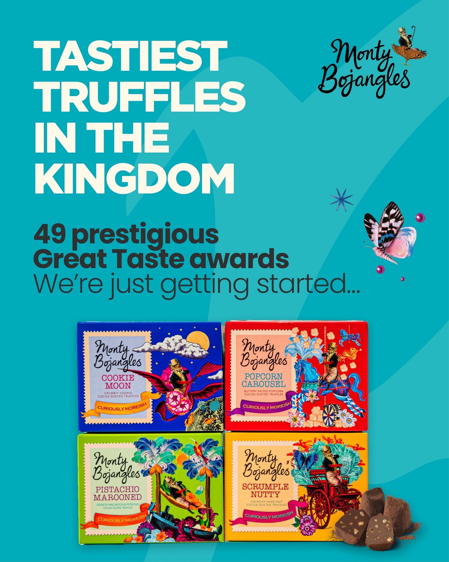 Monty Bojangles Cocoa Dusted Truffles Gift Tower (3 X 3.5Oz Boxes) - 3 Flavors Of Luxury Chocolate Truffle - The Perfect Chocolate Gift Box S