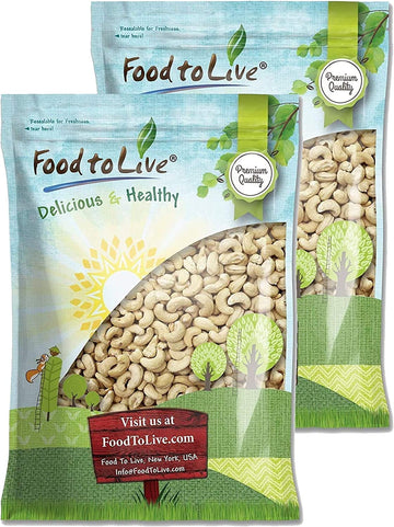 Food to Live - Cashew Nuts, 18 Pounds Non-GMO Verified, Large Size W240, Whole Nuts, Unsalted, Kosher, Raw, Vegan, Bulk