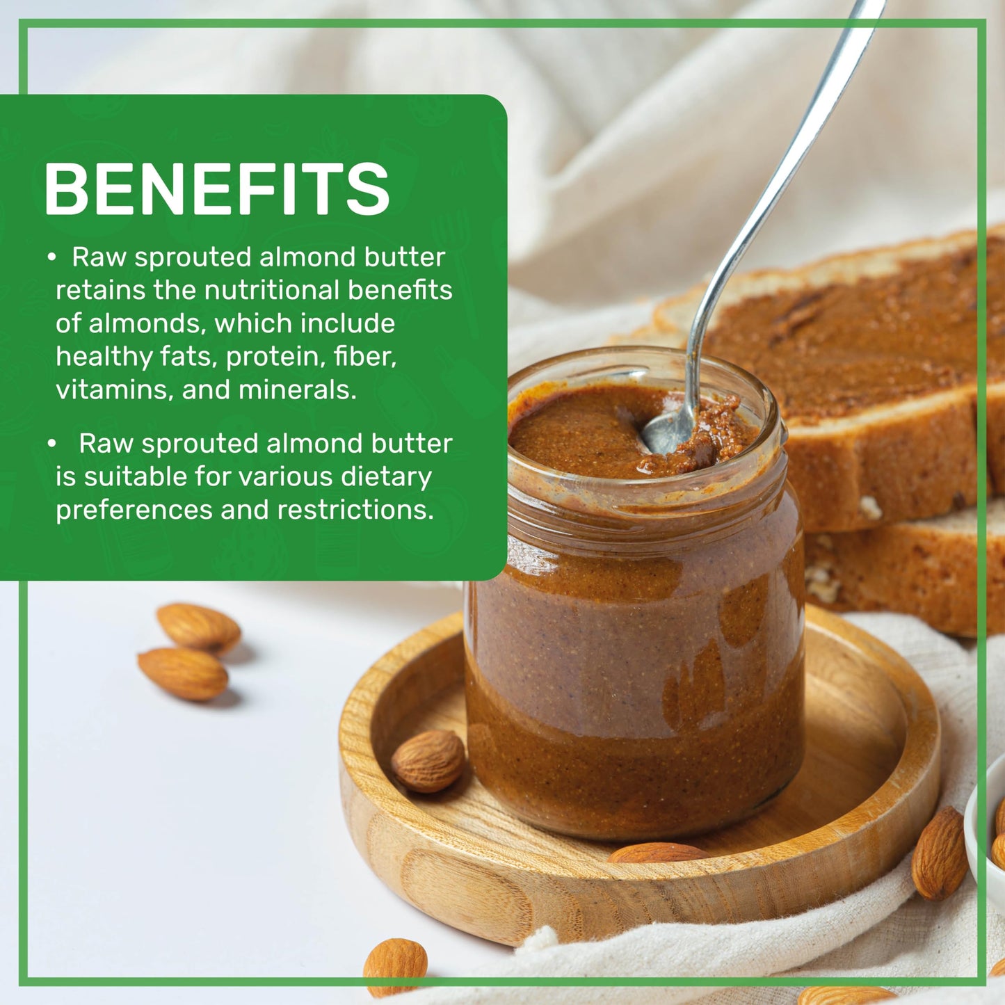 Jiva Organics Raw Sprouted Organic Almond Butter 16-Ounce Large Jar