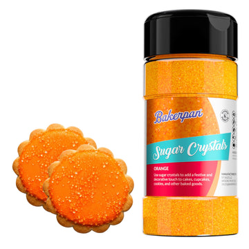 Bakerpan Sugar Sprinkles for Baking - 7 Ounce Orange Decorating Sugar Crystals for Cookies, Cake Pops, Ice Cream (Made in USA)