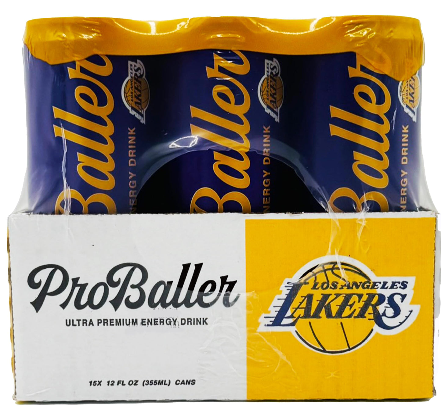 ProBaller Ultra Premium Energy Drink - Lakers Edition - Natural Energy with Electrolytes, 15 Pack