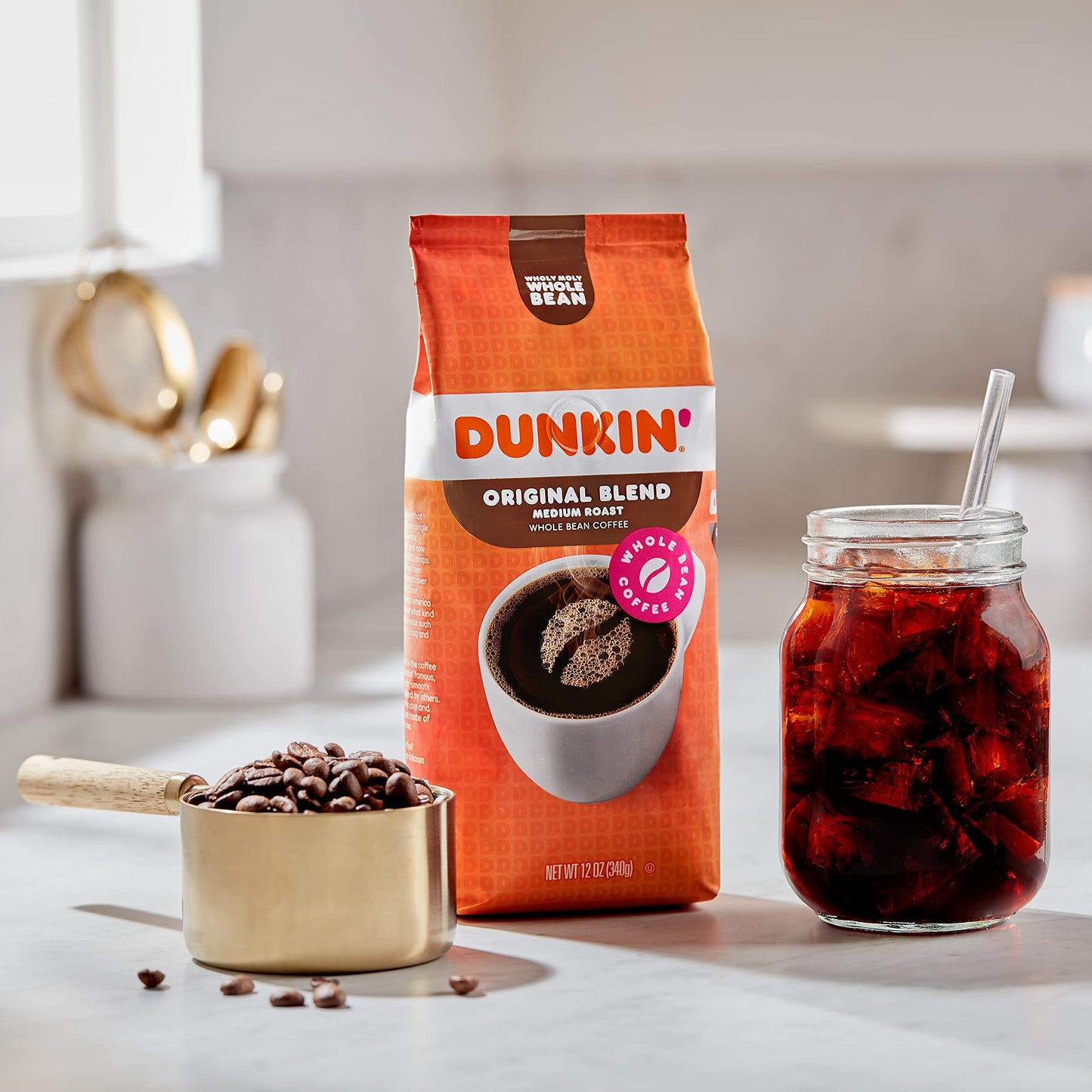Dunkin' Original Blend Medium Roast Whole Bean Coffee, 20 Ounces