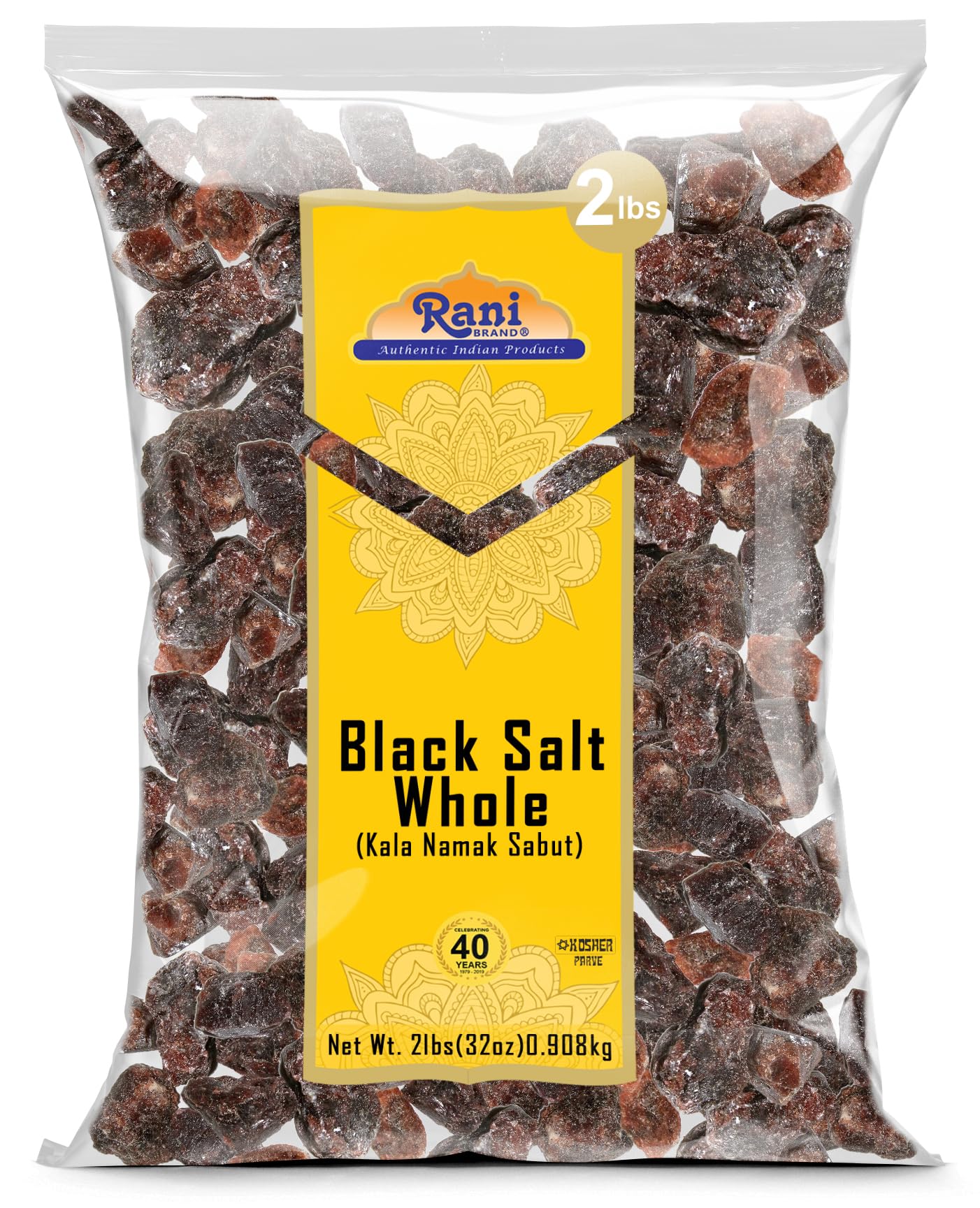 Rani Black Salt Raw Whole (Kala Namak) Mineral 32oz (2lbs) 908g ~ Unrefined, Pure and Natural | Vegan | Gluten Friendly | NON-GM