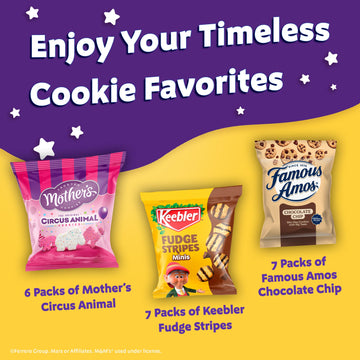 Assorted Cookie Classics Variety Pack - Mothers Circus, Keebler Fudge Stripes & Famous Amos, 20 Pouch Box, 20 Oz