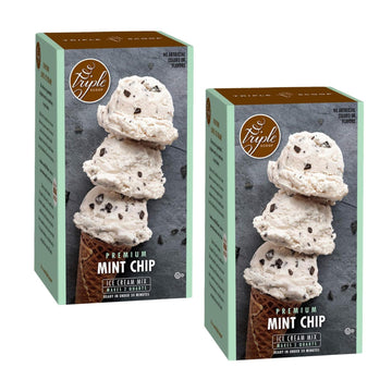 Triple Scoop Premium Mint Chocolate Chip Ice Cream Mix, 2 Boxes, Makes 4 Quarts, Easy to Use, Made in USA
