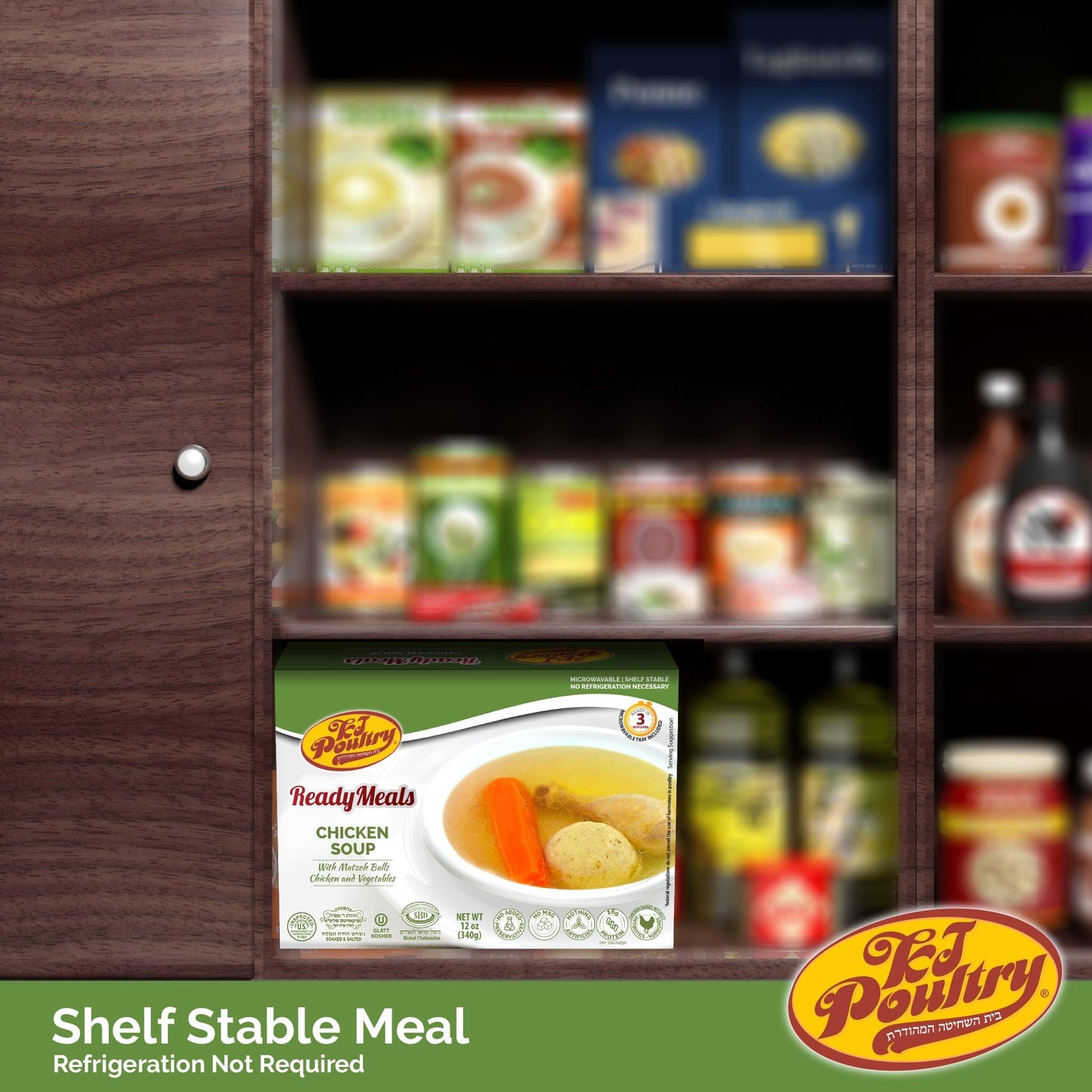 Kj Poultry Kosher Ready Meals - Matza Ball Chicken Soup & Vegetables, Chometz Not For Passover, Mre Meat Meals Ready To Eat, Shabbos Food, Halal, (1 Pack) Cooked Entree, Shelf Stable Microwave Dinner