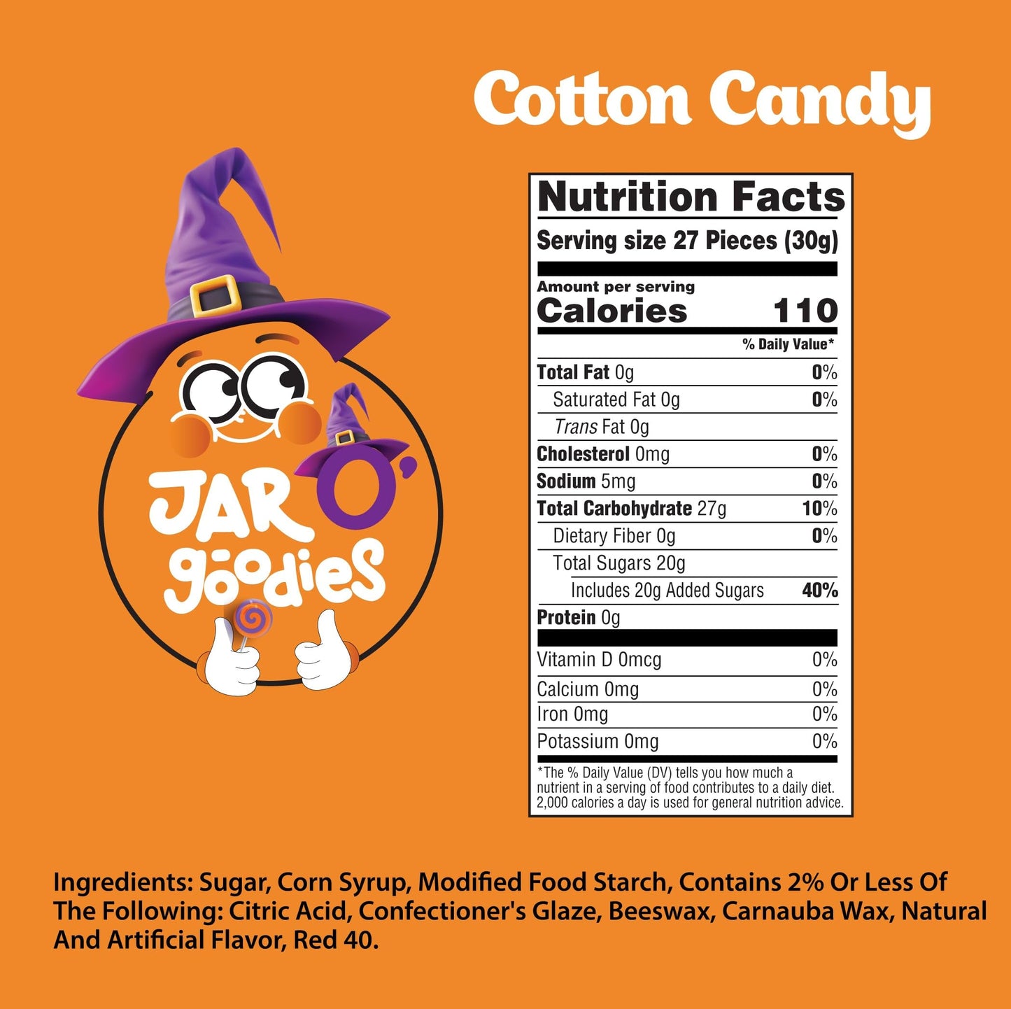 Jar O Goodies - Holiday  , Christmas Stocking Stuffers, Cotton Candy Jelly Beans Gift Set, Original Chewy Candies (6 Ounce, 1 Pack) Party Favor - Gluten & Nut Free, Kosher Parve