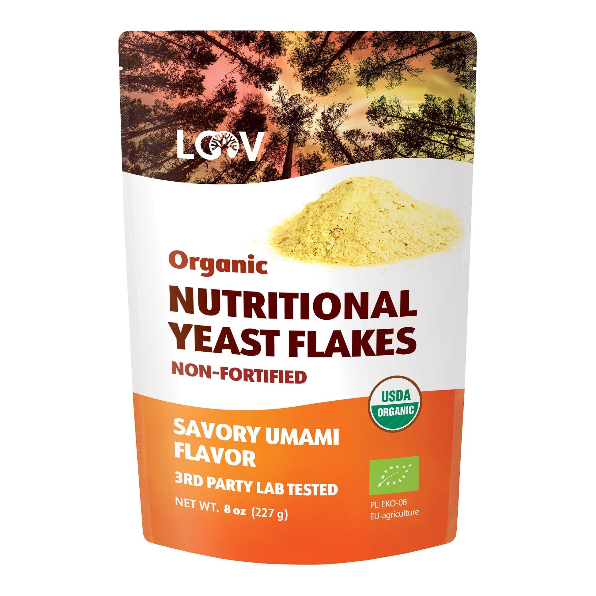 LOOV Organic Non-Fortified Nutritional Yeast Flakes - Vegan, Gluten Free, Non-GMO Unfortified Nooch - Good Source of Natural B-V