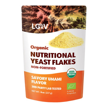 LOOV Organic Non-Fortified Nutritional Yeast Flakes - Vegan, Gluten Free, Non-GMO Unfortified Nooch - Good Source of Natural B-V