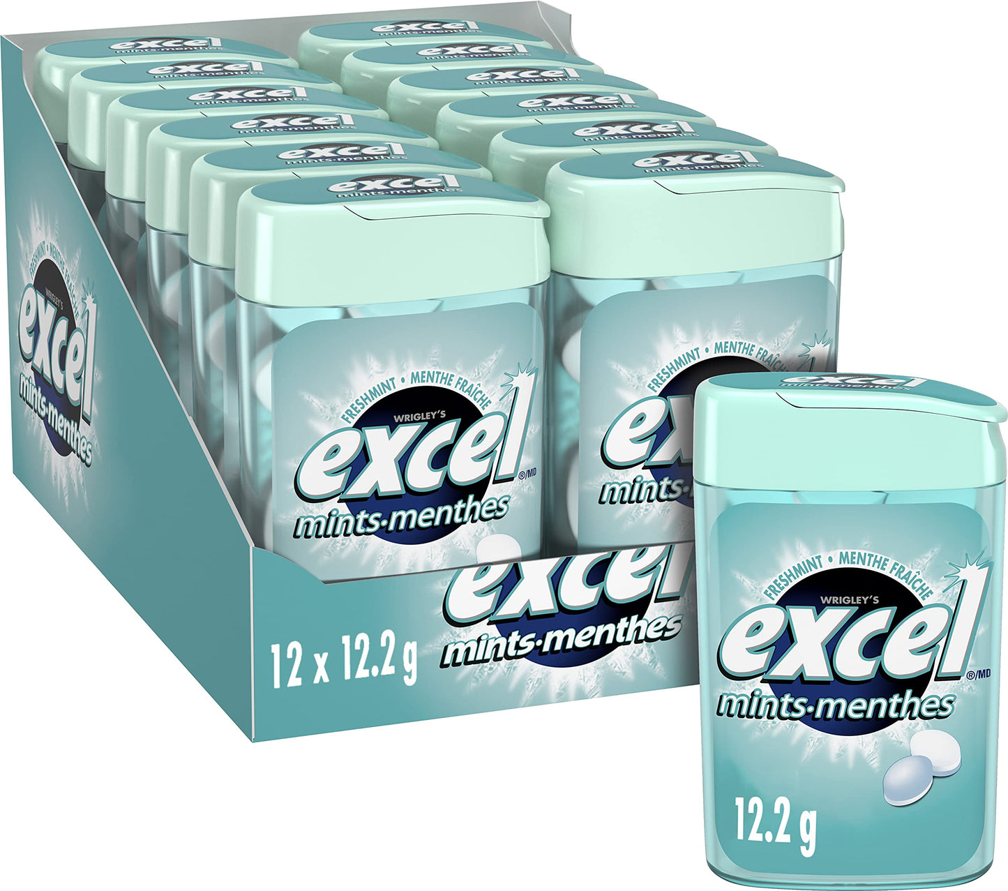 Excel Mints Fresh Mint, 12 Count, 12gm - Refreshing Breath Mints, Model 8072670