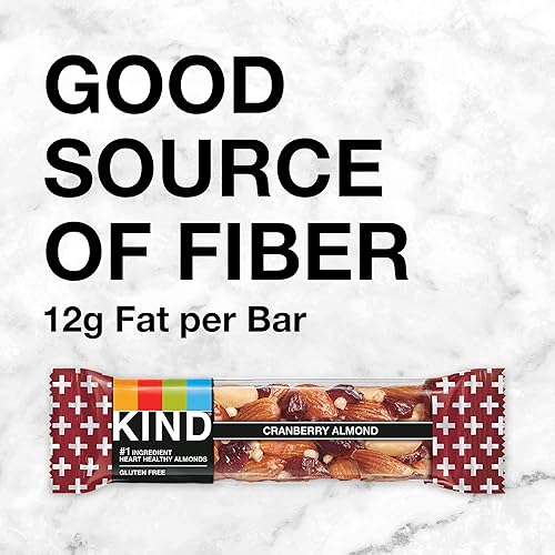 KIND Nut Bars, Cranberry Almond, Healthy Snacks, Good Source of Fiber, Gluten Free, 5g Protein, 6 Count