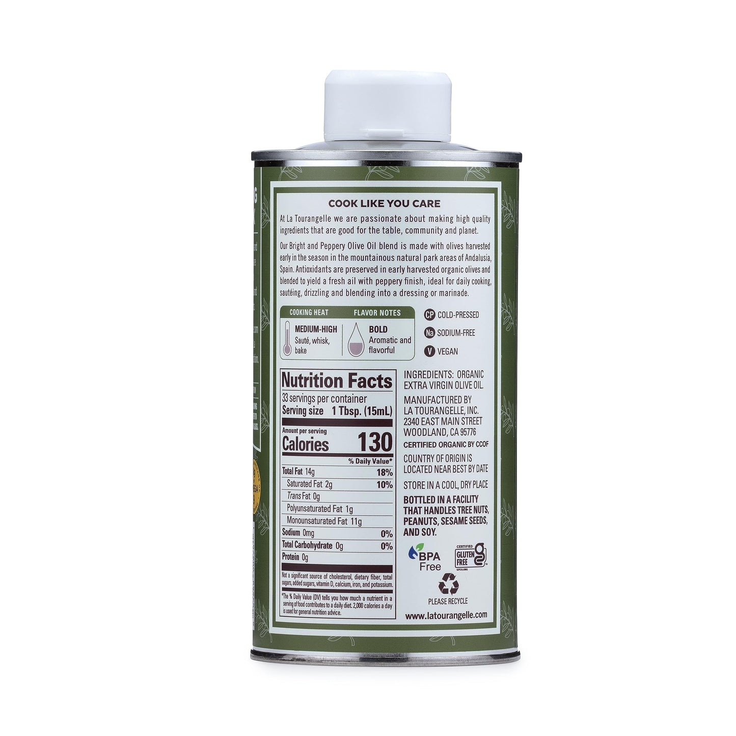 La Tourangelle, Organic Extra Virgin Olive Oil, Cold-Pressed High Antioxidant Picual Olives From Spain, 16.9 Fl Oz