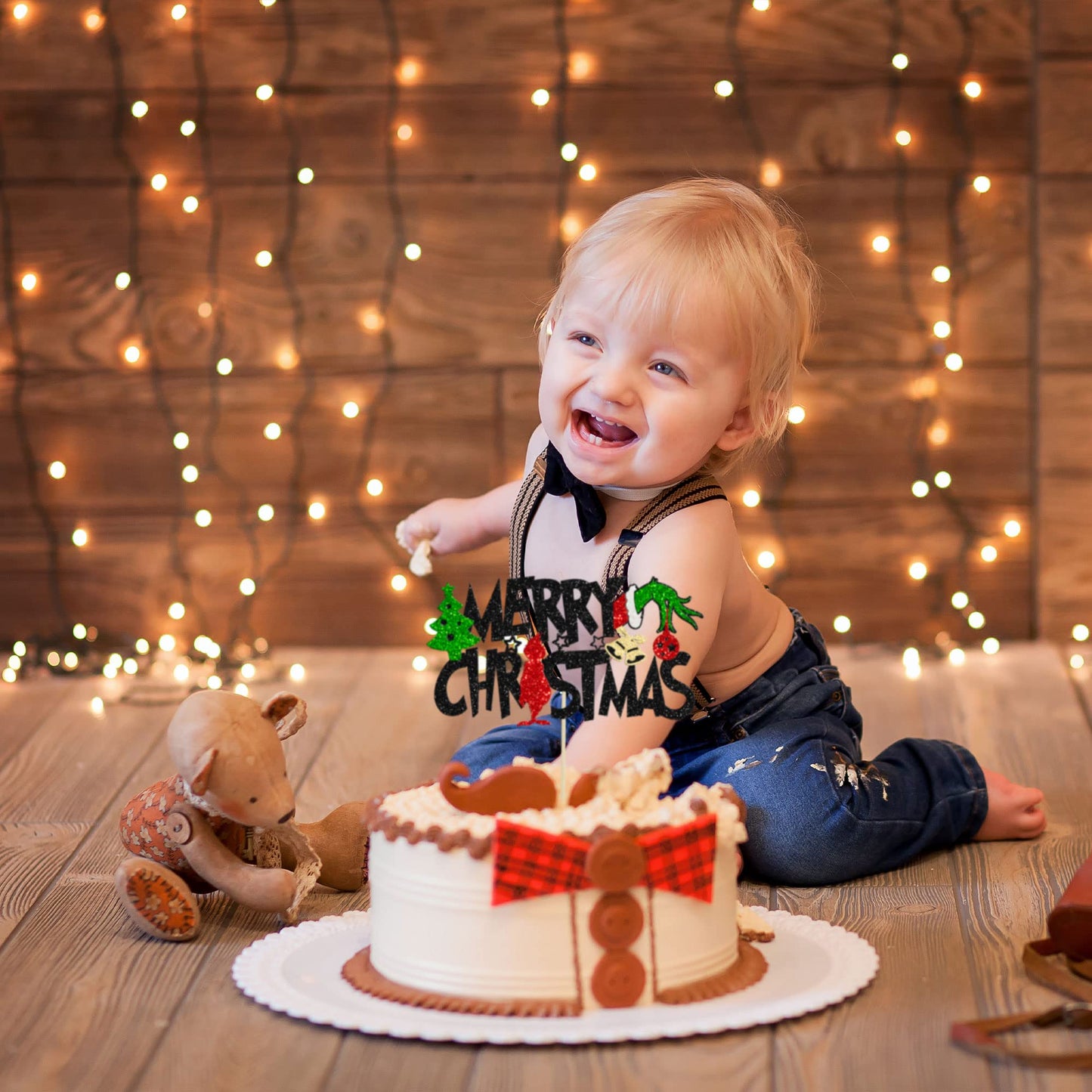 1Pcs Merry Christmas Cake Topper Red Green Glitter Merry Christmas Grenchhmas Cupcake Picks Merry Grenchhmas Theme New Year Holi